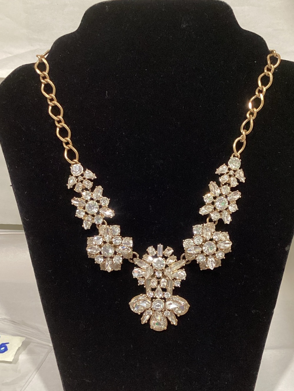 J. Crew Gold-Tone Crystal Floral Bib Necklace